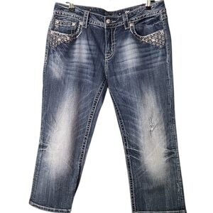 Miss Me‎ Blue Ankle Cuffed Capri Jeans